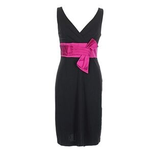 Kay Unger Black & Pink Bow Accented Sleeveless Dres Size 6
